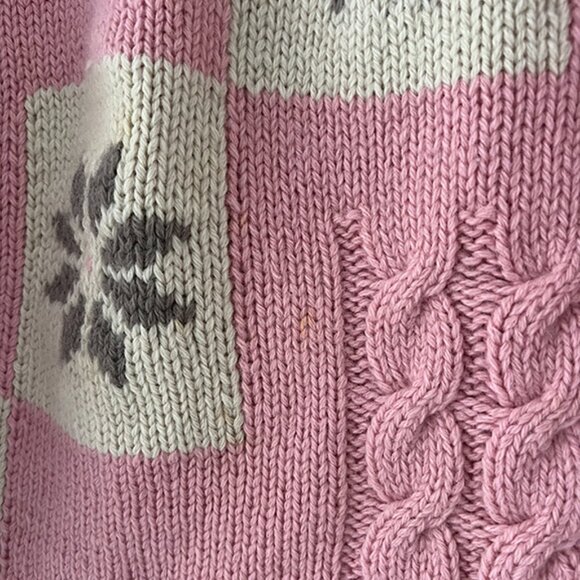 VINTAGE Carol Reed, 100% wool SHETLAND ski sweater , mauve, gray & ivory - Sz S - Picture 10 of 11